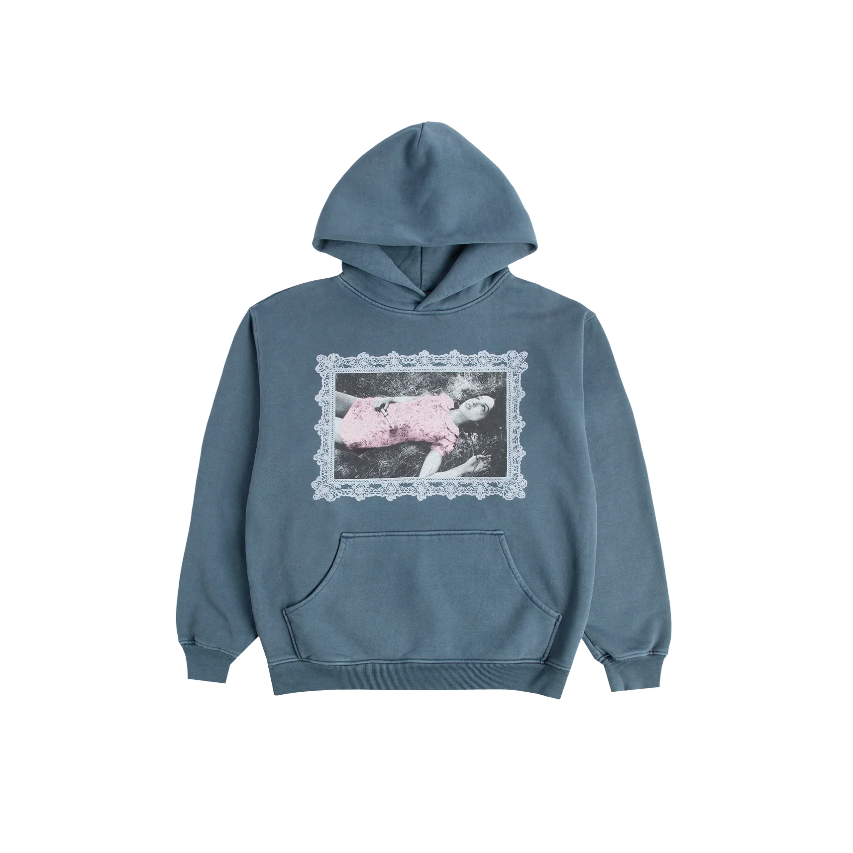 lace frame distressed hoodie