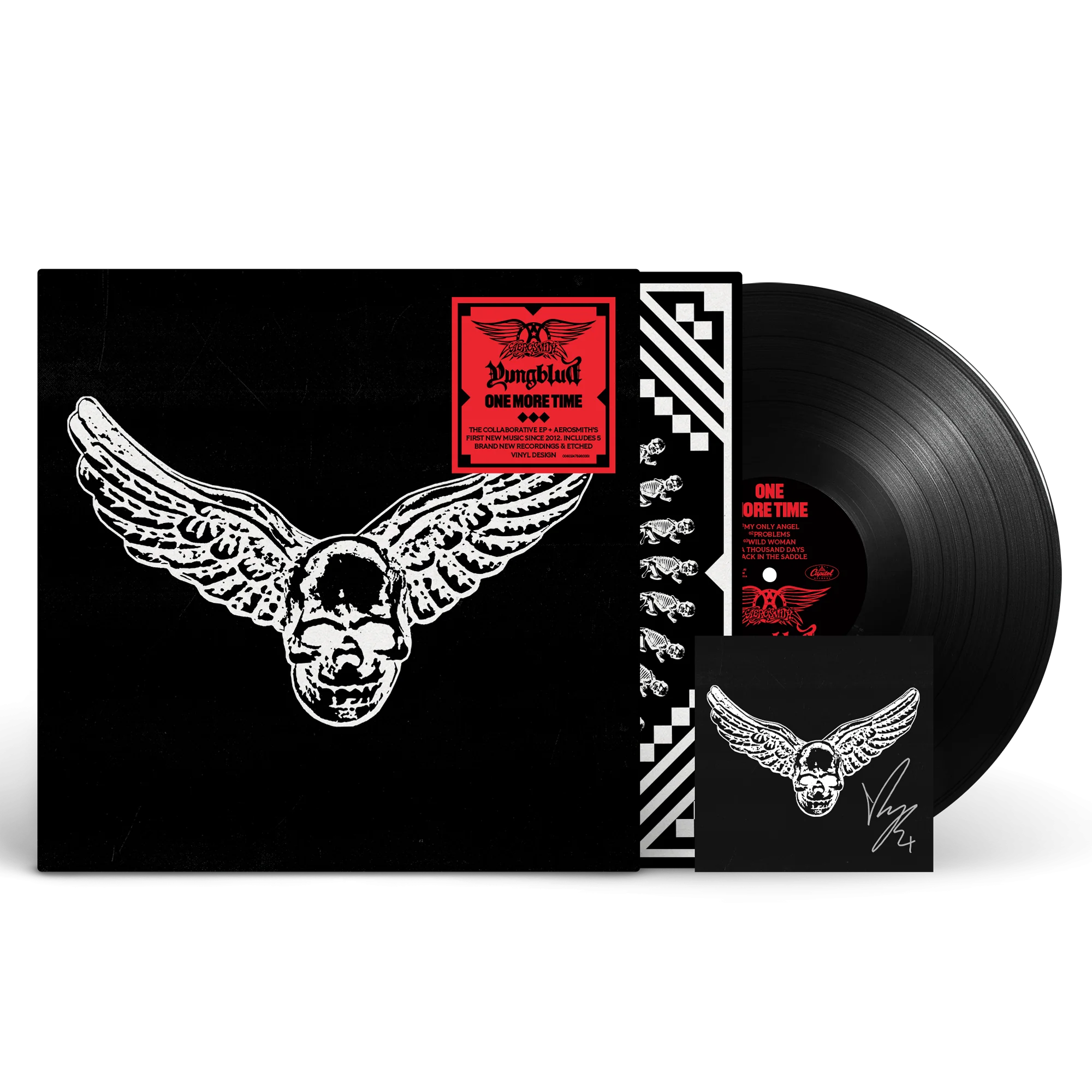 Aerosmith & YUNGBLUD - One More Time - Black Vinyl, CD + Signed Art Card